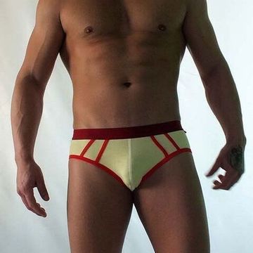 Трусы мужские брифы желтые с красной резинкой Van Baam 38171