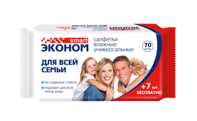 Салфетки влажные SMART Эконом для всей семьи Универсальные 77 шт