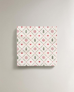 ZARA HOME НАБОР РОЖДЕСТВЕНСКИХ БУМАЖНЫХ САЛФЕТОК С ПРИНТОМ (20 ШТ.), КРАСНЫЙ