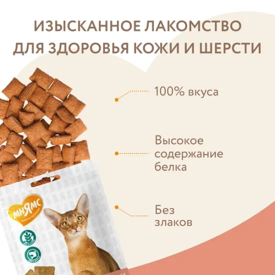 Мнямс хрустящие подушечки Здоровье и красота, с лососем 60 гр