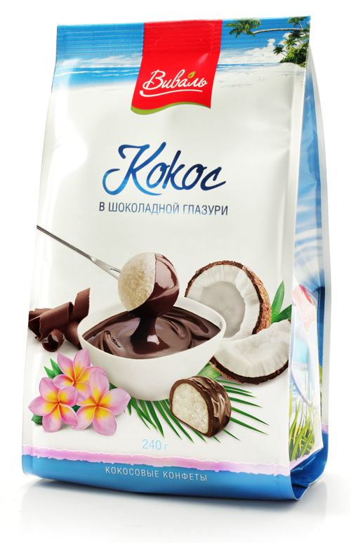 ВИВАЛЬ Кокос в шоколадной глазури 240г