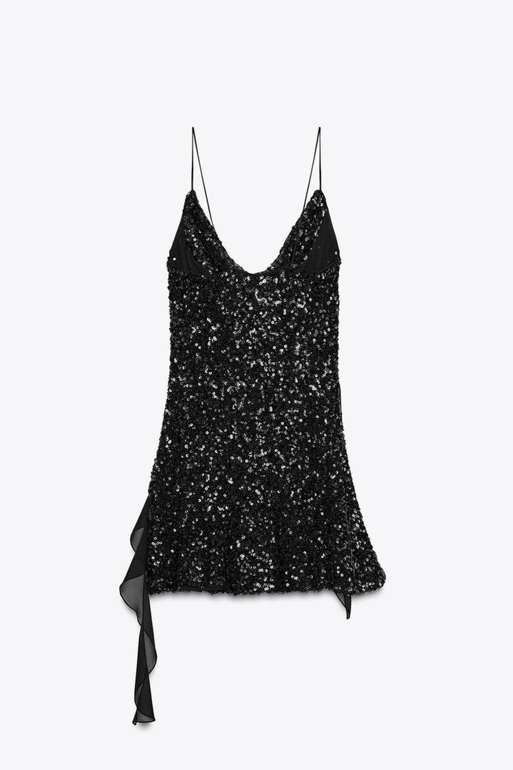 ZARA КОРОТКОЕ ПЛАТЬЕ С ПАЙЕТКАМИ, ЧЕРНЫЙ