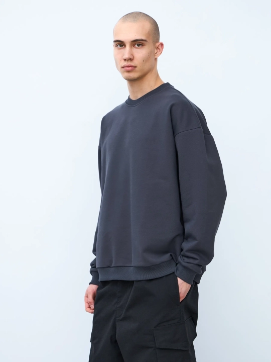 Свитшот оверсайз, без начеса (графит)