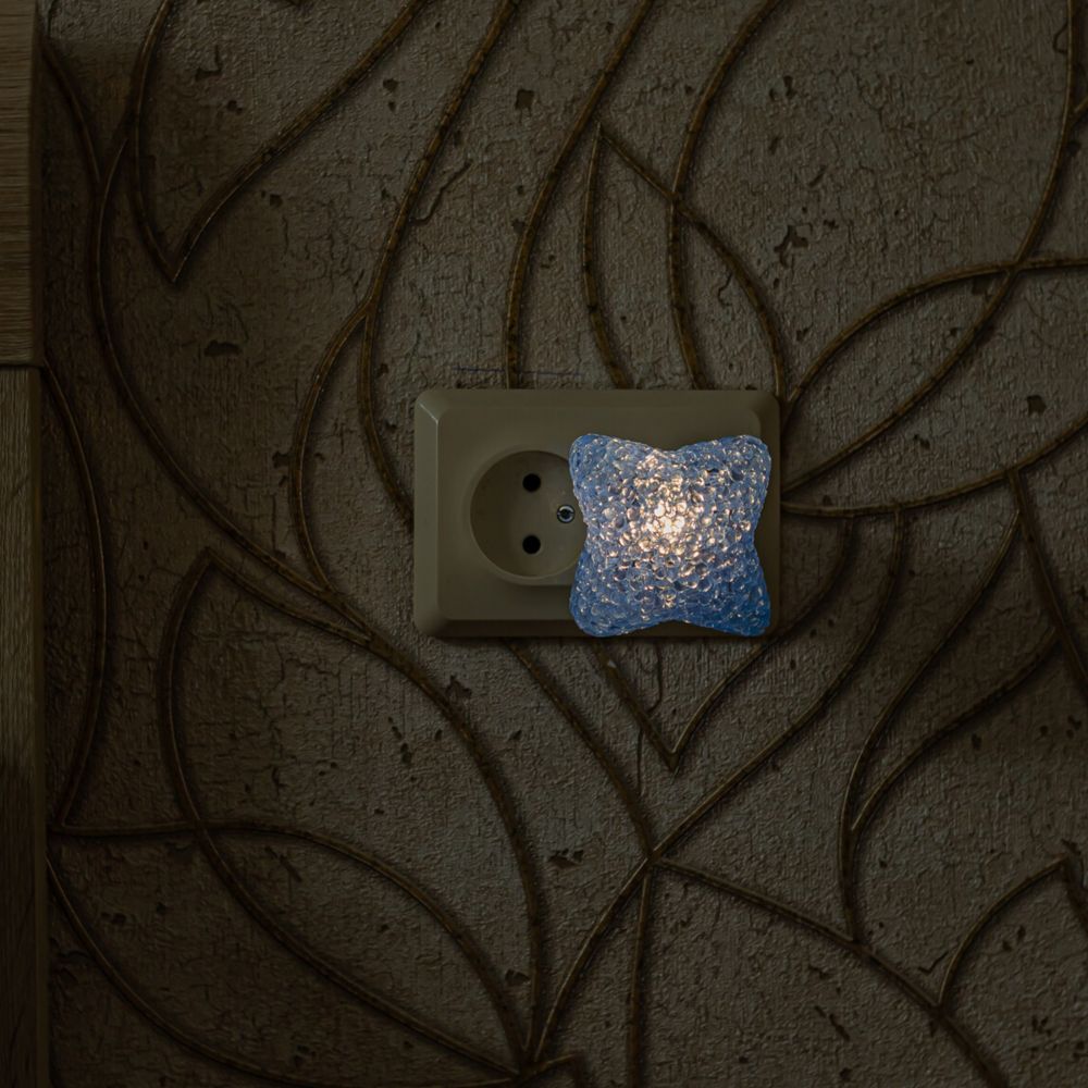 DTL-309-Звездочка-BLUE-1LED-0.1W Светильник-ночник. Выключатель на корпусе. Блистер