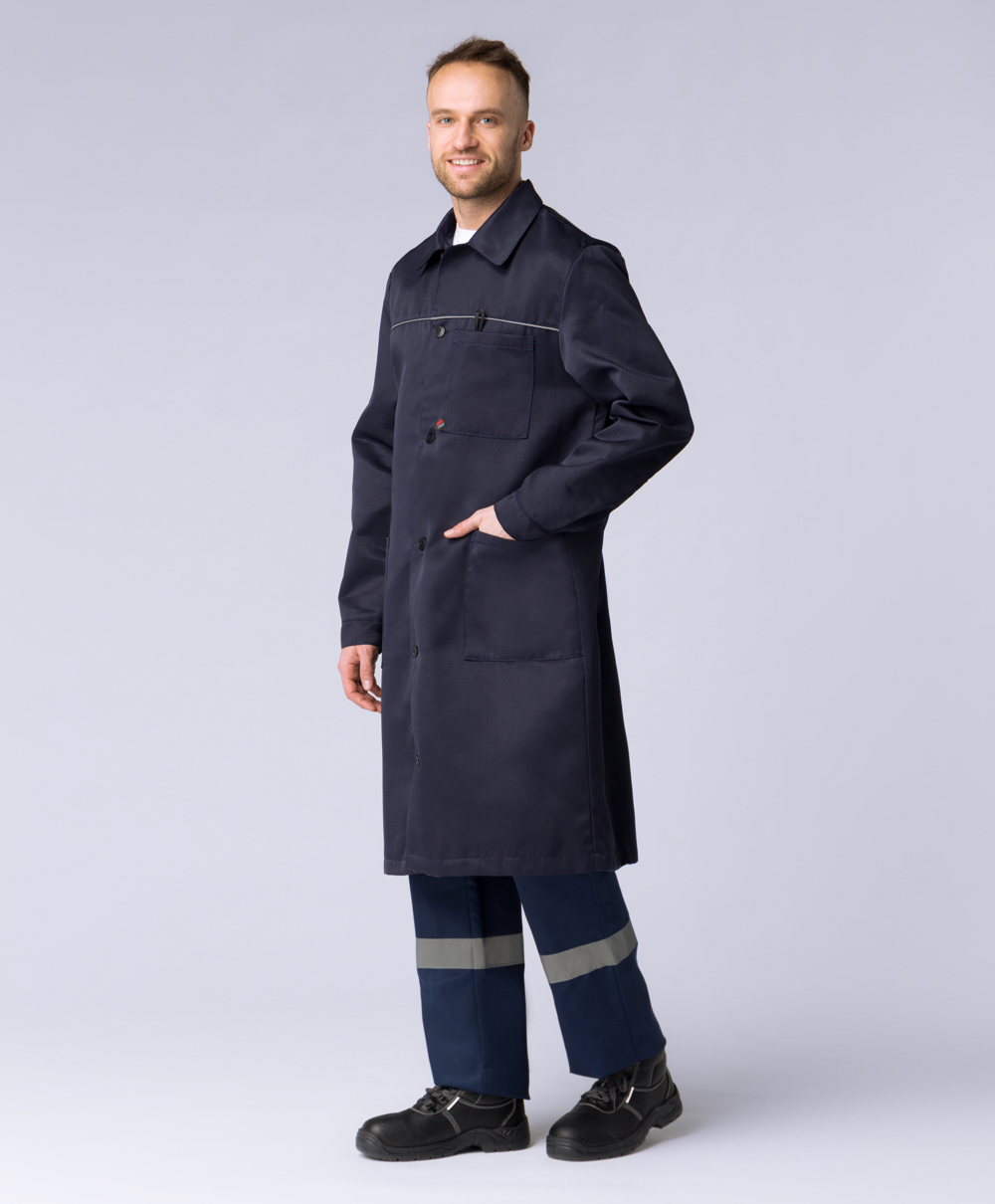 Халат мужской для ИТР (тк.Смесовая,210), т.синий