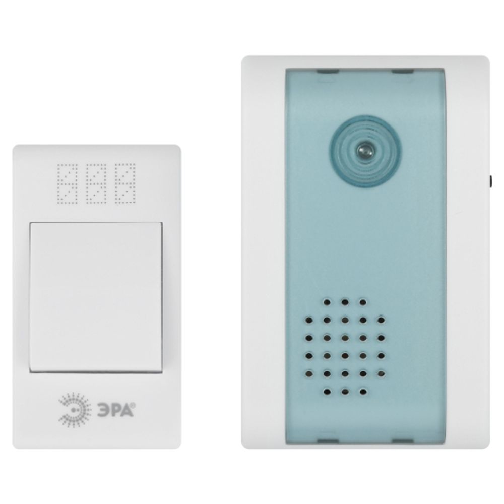 Звонок дверной ЭРА C31 беспроводной синий с белой кнопкой 32 мелодии | Электрозвонки беспроводные