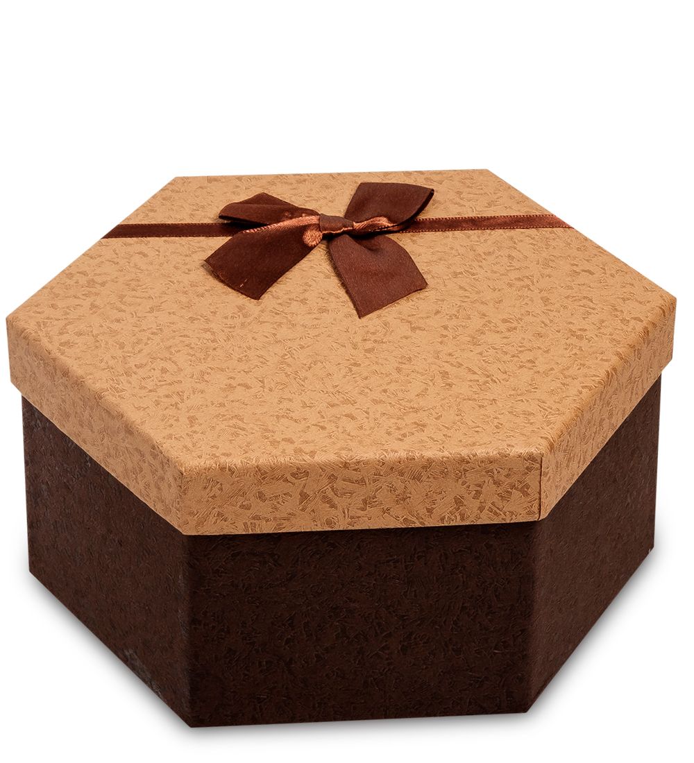 WG-26/3-E Коробка подарочная «Шестиугольник» цв.коричн./беж.