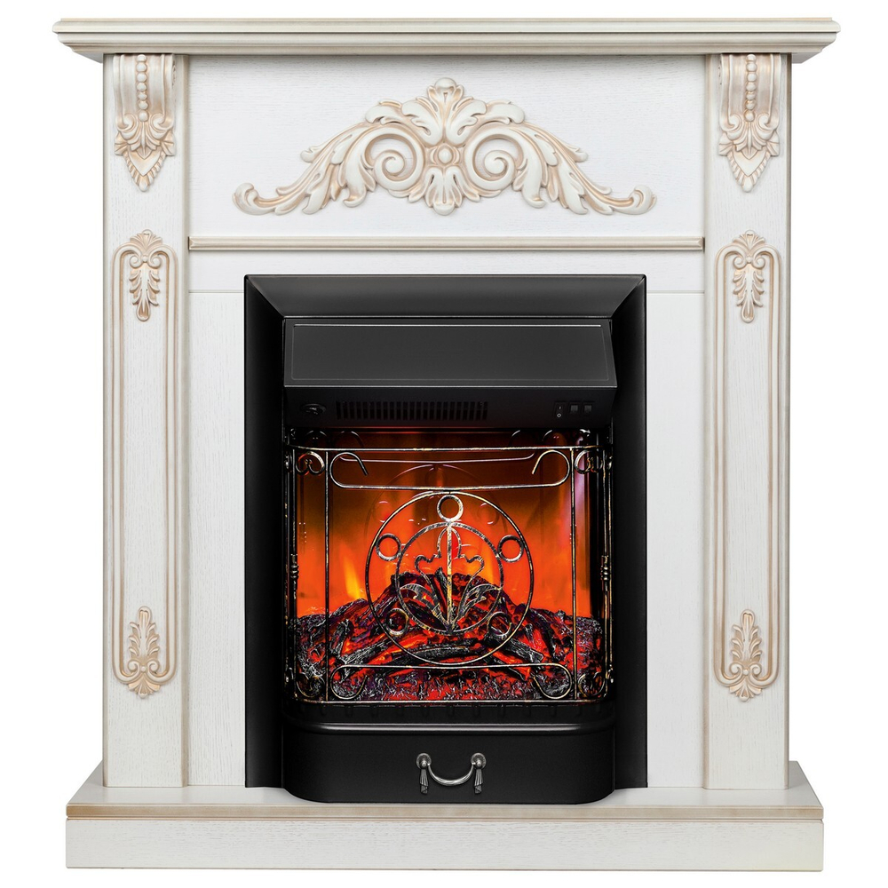 Электрокамин RealFlame Anita WT дуб белый с золотой патиной с очагом Majestic Lux Black
