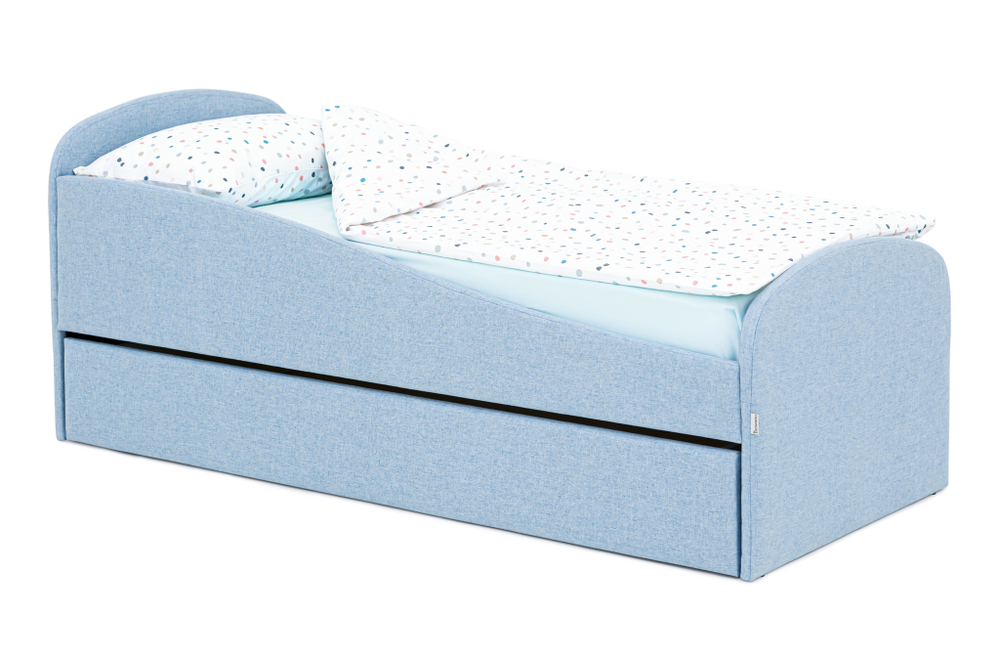 Детская мягкая кровать с ящиком Бельмарко Letmo небесный рогожка