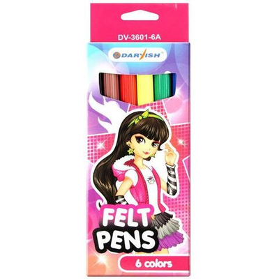 Фломастеры 6цв "Darvish" для девочек в картонной упаковке