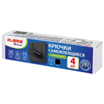 Крючки самоклеящиеся универсальные 4 5x4 5 см комплект 4 шт. сталь черные LAIMA Home (2 штуки в упаковке)