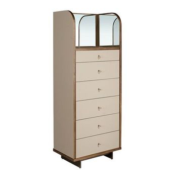 Шифоньер 7206 из кожи, ореха и полированной стали с зеркалом