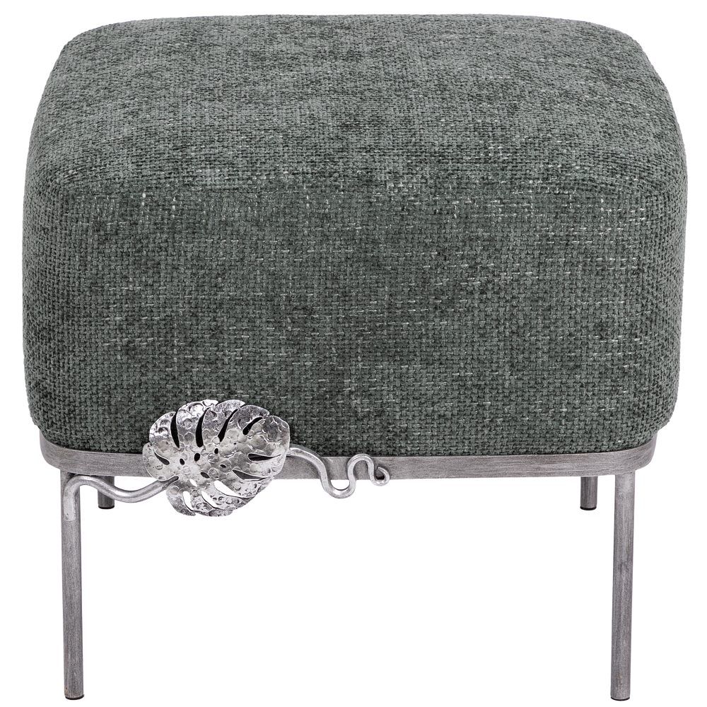 Банкетка Monstera Deliciosa (Монстера) Квадро Лазурный Античное серебро