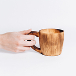 Деревянная кружка с ручкой из цельного куска древесины кедра для чая, пива и других напитков 300 мл. C61