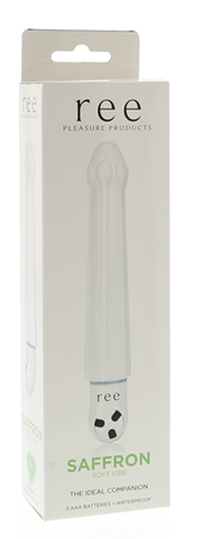 Белый вибромассажёр Saffron - 16 см.