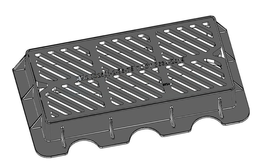 Дождеприемник ДМ2 (С250)-2-36-78, чугунный, с прямой решеткой