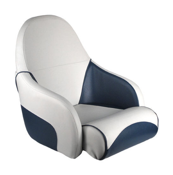Кресло OCEAN 51 мягкое, подставка, обивка белый/синий винил