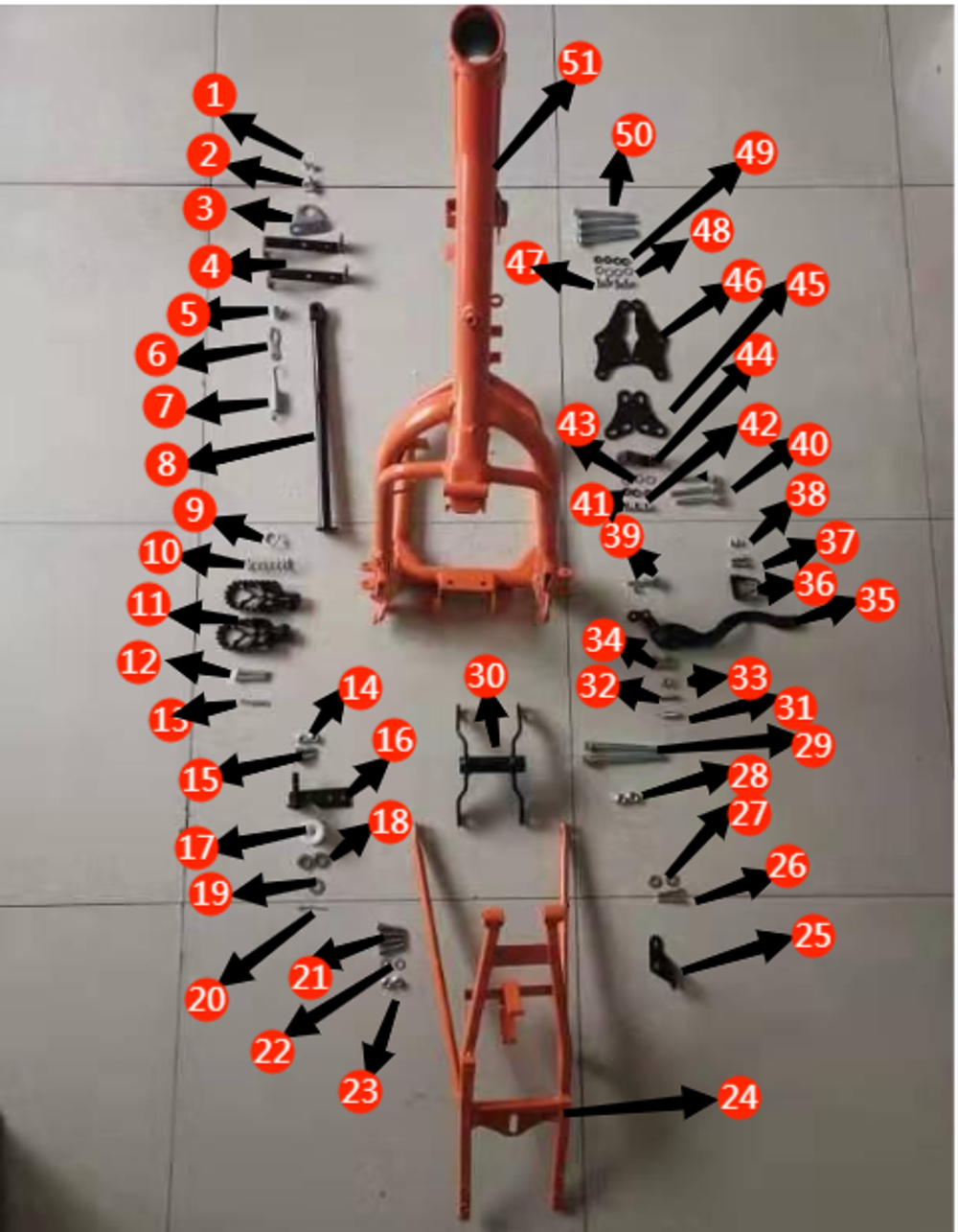 Запчасти E к питбайку Motax XR 250