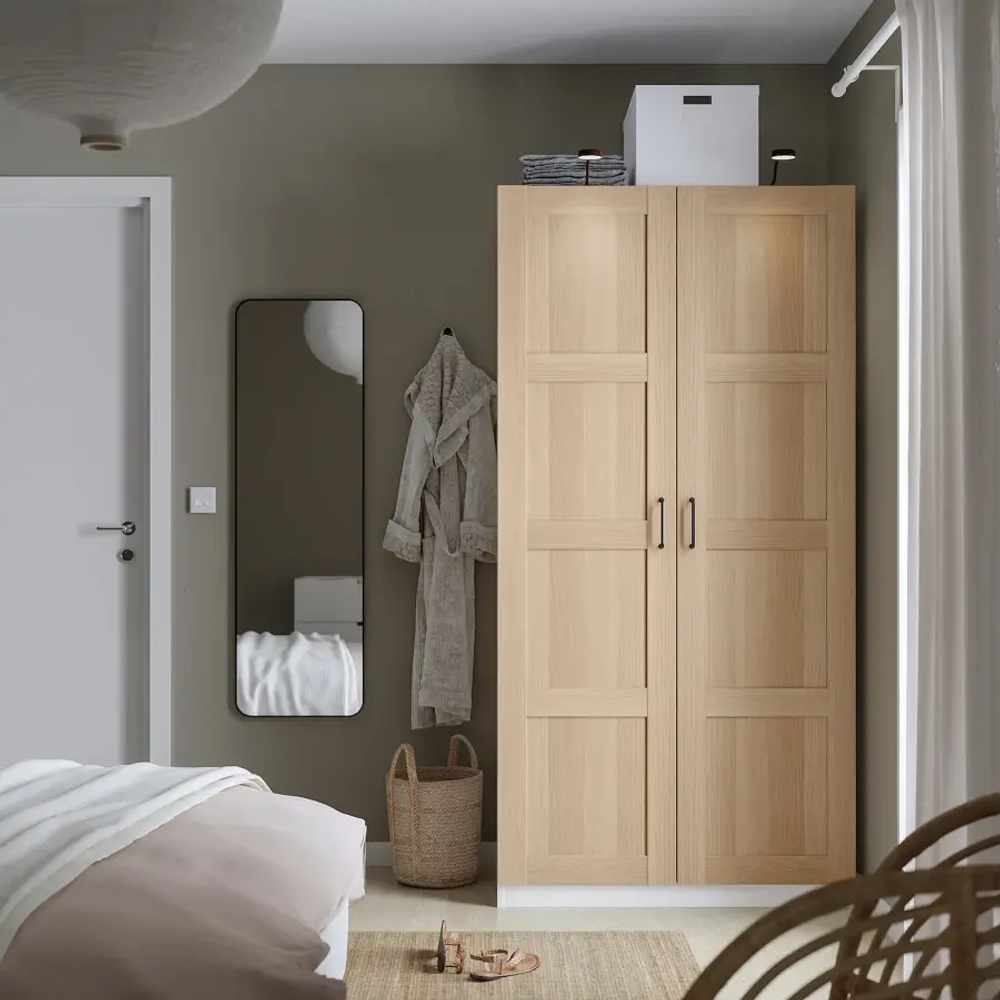 Платяной шкаф - IKEA PAX/BERGSBO/ ПАКС/БЕРГСБУ ИКЕА, 100x60x201 см, белый/под беленый дуб