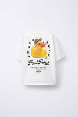 ZARA ФУТБОЛКА С ПРИНТОМ «УТКА», БЕЛЫЙ