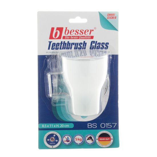 Стакан для зубных щеток пластиковый Besser BS 0157 (9х10х15 см) на хромированной подвеске с креплением "SMART STICKER"