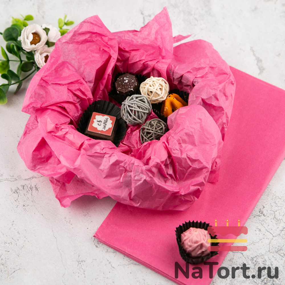 Бумага упаковочная тишью, Малиновая 50х66 см (10 листов)