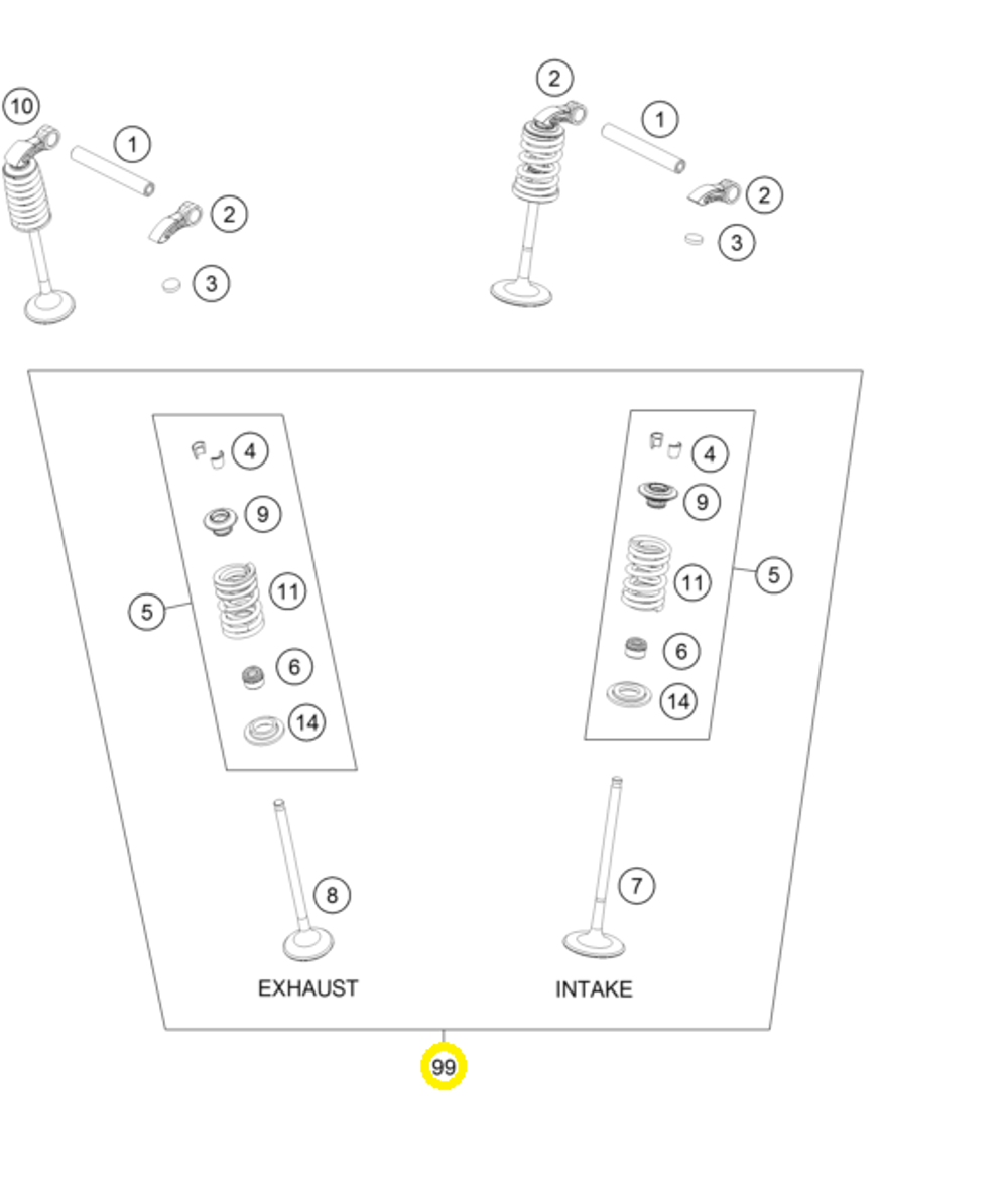 Комплект клапанов с пружинами KTM, HQV, GASGAS EC-350F