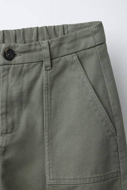 ZARA БРЮКИ BARREL С ДЕКОРАТИВНОЙ СТРОЧКОЙ, ОЛИВКОВЫЙ