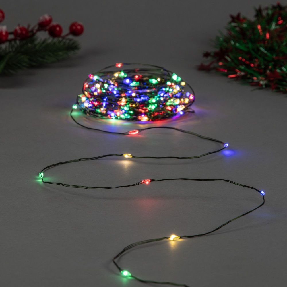 ULD-S2000-200-DGA MULTI IP20 DEW Гирлянда светодиодная Роса. 20м. 200 светодиодов. Разноцветный свет. Провод зеленый. ТМ Uniel