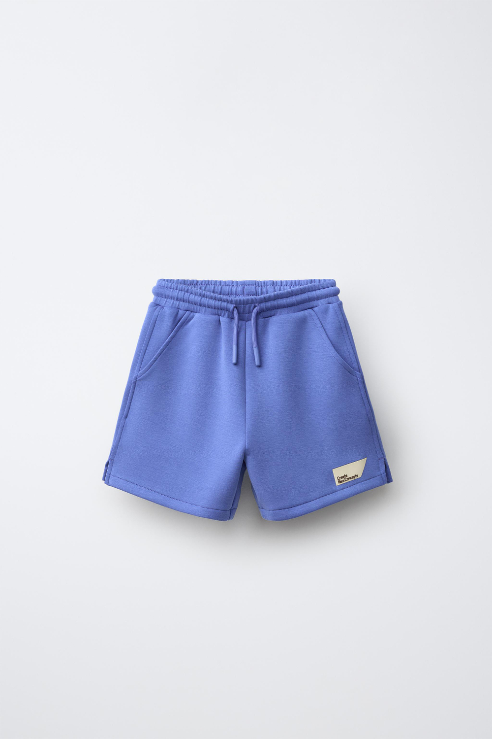 ZARA ШОРТЫ INTERLOCK С НАШИВКОЙ, СИНЕВАТЫЙ