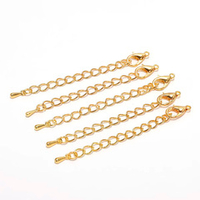 Корейские Карабины с цепочкой, Радированные, 10х5/12х6 мм, цвет: Золото