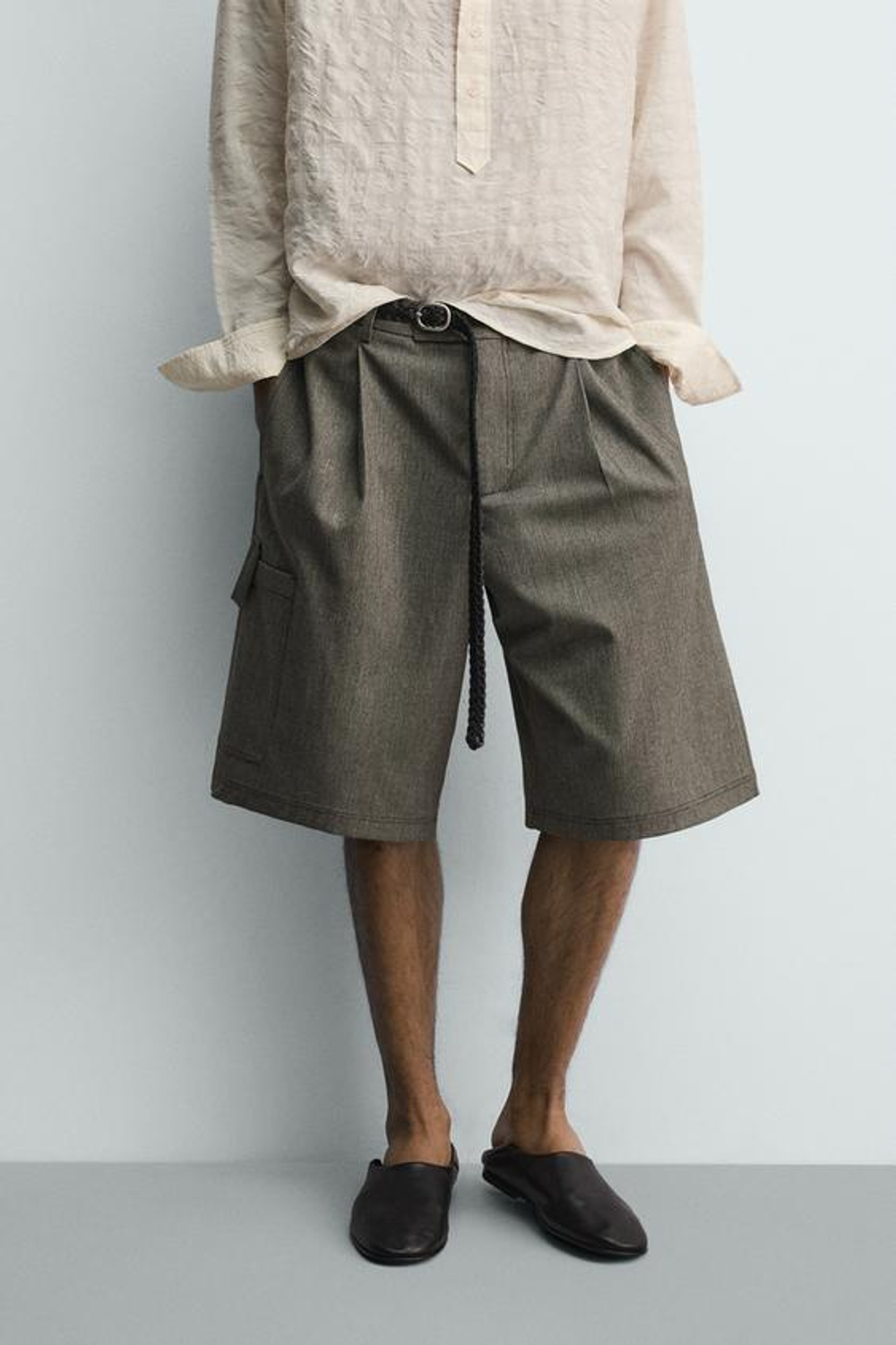 ZARA ШОРТЫ КАРГО RELAXED WIDE FIT, ТЕМНЫЙ РЫЖЕВАТО-КОРИЧНЕВЫЙ