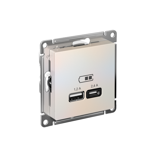 Розетка USB AtlasDesign тип A+C 5В/2.4А 2х5В/1.2А механизм жемчуж. SE ATN000439