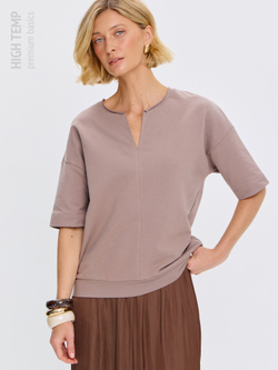 Плотная футболка из футера 2-нитки с V-вырезом HIGH TEMP