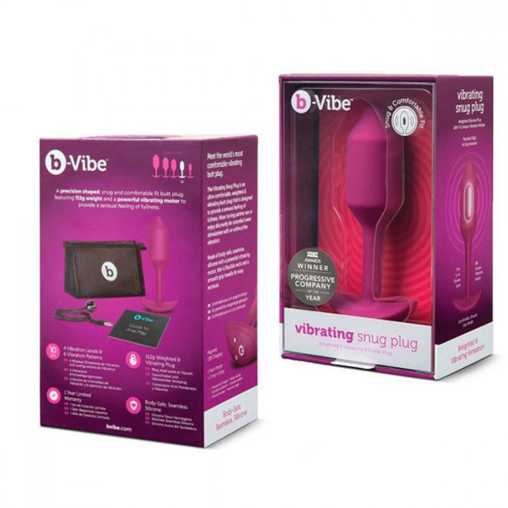 Розовая пробка для ношения с вибрацией 11,4см b-Vibe Snug Plug 2 BV-014-RG