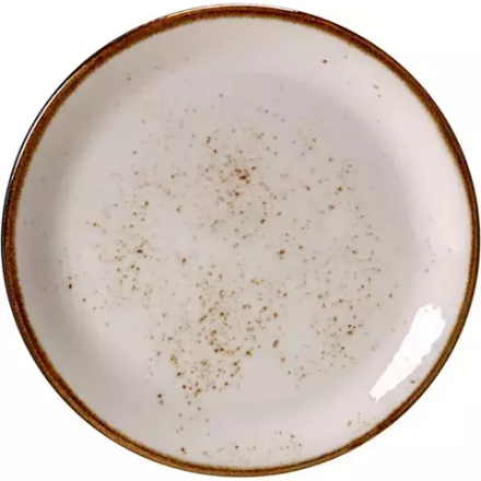 Тарелка «Крафт Вайт» мелкая фарфор D=25,H=2см белый,коричнев