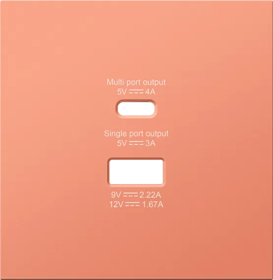 Donel R98 матовый коралл накладка для розеток USB A+C, серия DA
