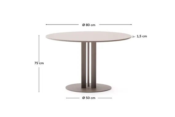 Уличный стол Sedalis Ø80 см, серо-коричневый