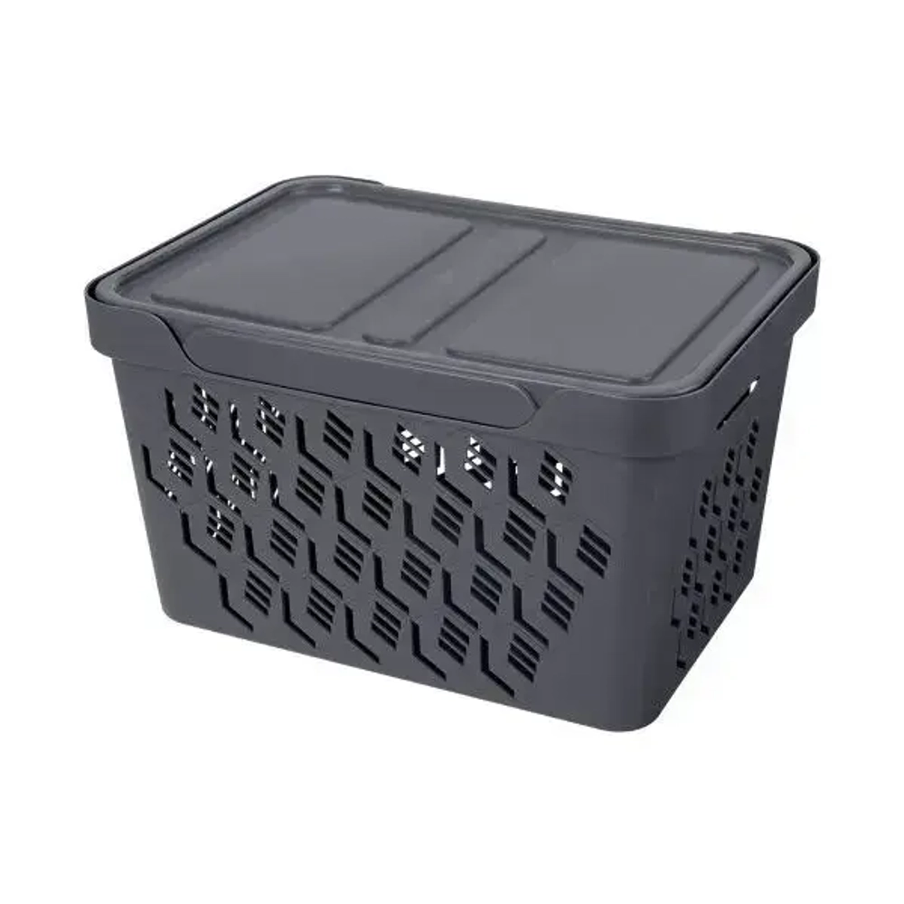ЯЩИК С КРЫШКОЙ УНИВЕРСАЛЬНЫЙ DELUXE, 380х220 ММ, 18Л (Серый)