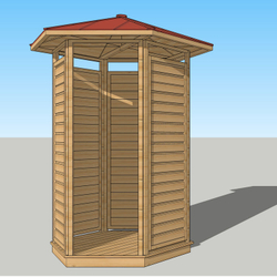 Уличная душевая кабина шестиугольная (с крышей) 250х150х150 см