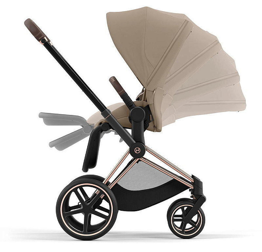 Коляска Cybex Priam IV Rosegold complete и автокресло Cloud G i-Size Lava Grey 3 в 1 Cozy Beige