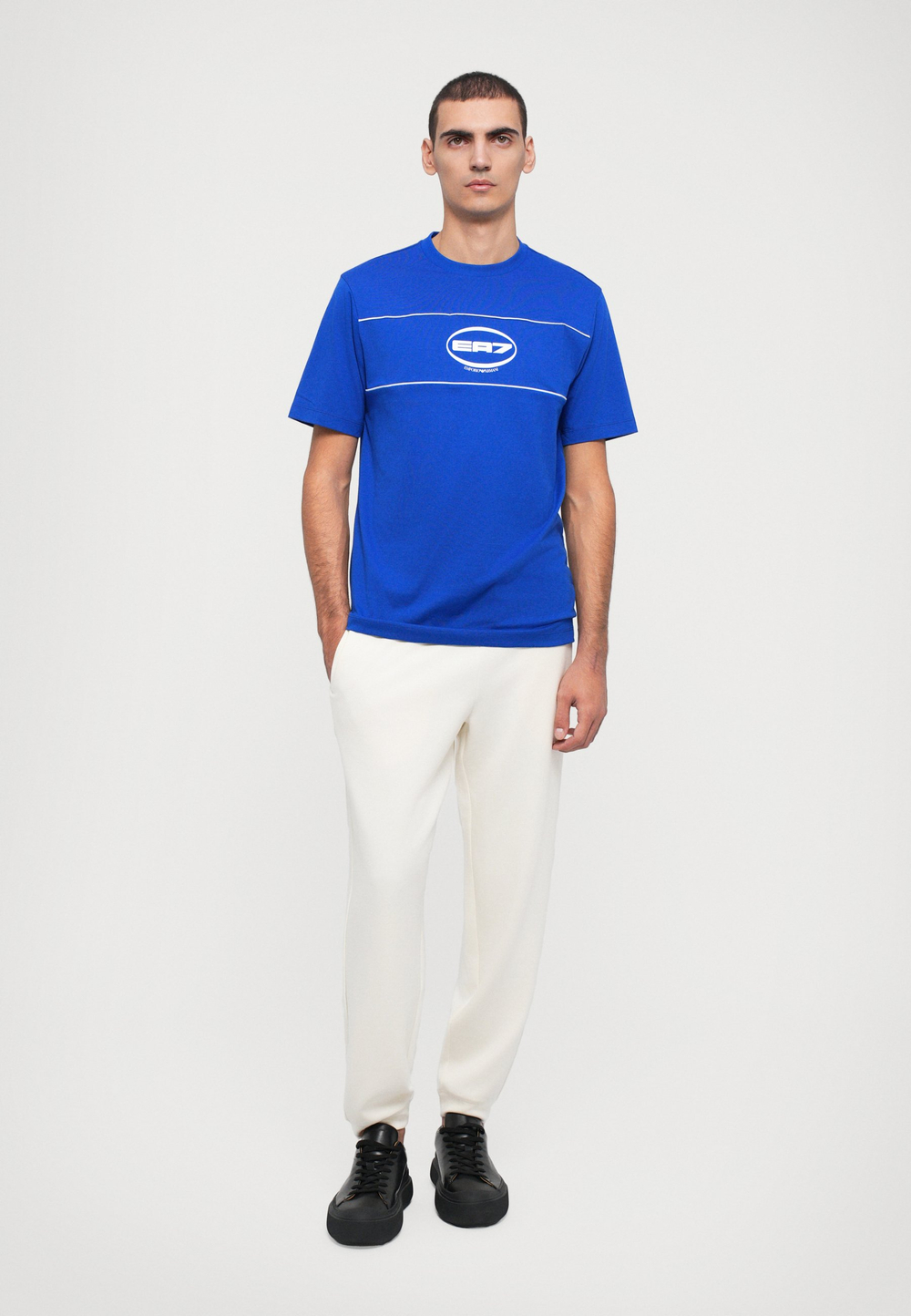 EA7 Emporio Armani TRAIN LOGO SERIES M PIPING TEE SS - Футболка с принтом - Синий