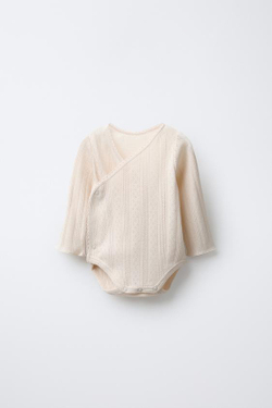 ZARA БОДИ С АЖУРНЫМ УЗОРОМ, ВАНИЛЬНЫЙ