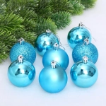 Новогодние шары 6 см (набор 24 шт) «Микс фактур», голубой