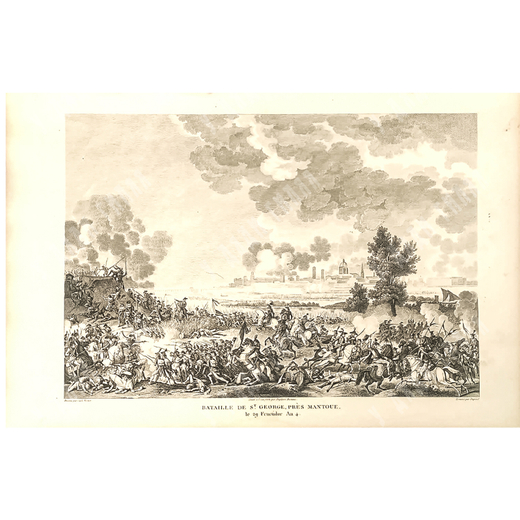Битва в Сент-Джордже около Мантуи.Гравюра из альбома Военные кампании Франции. Париж. 1834
