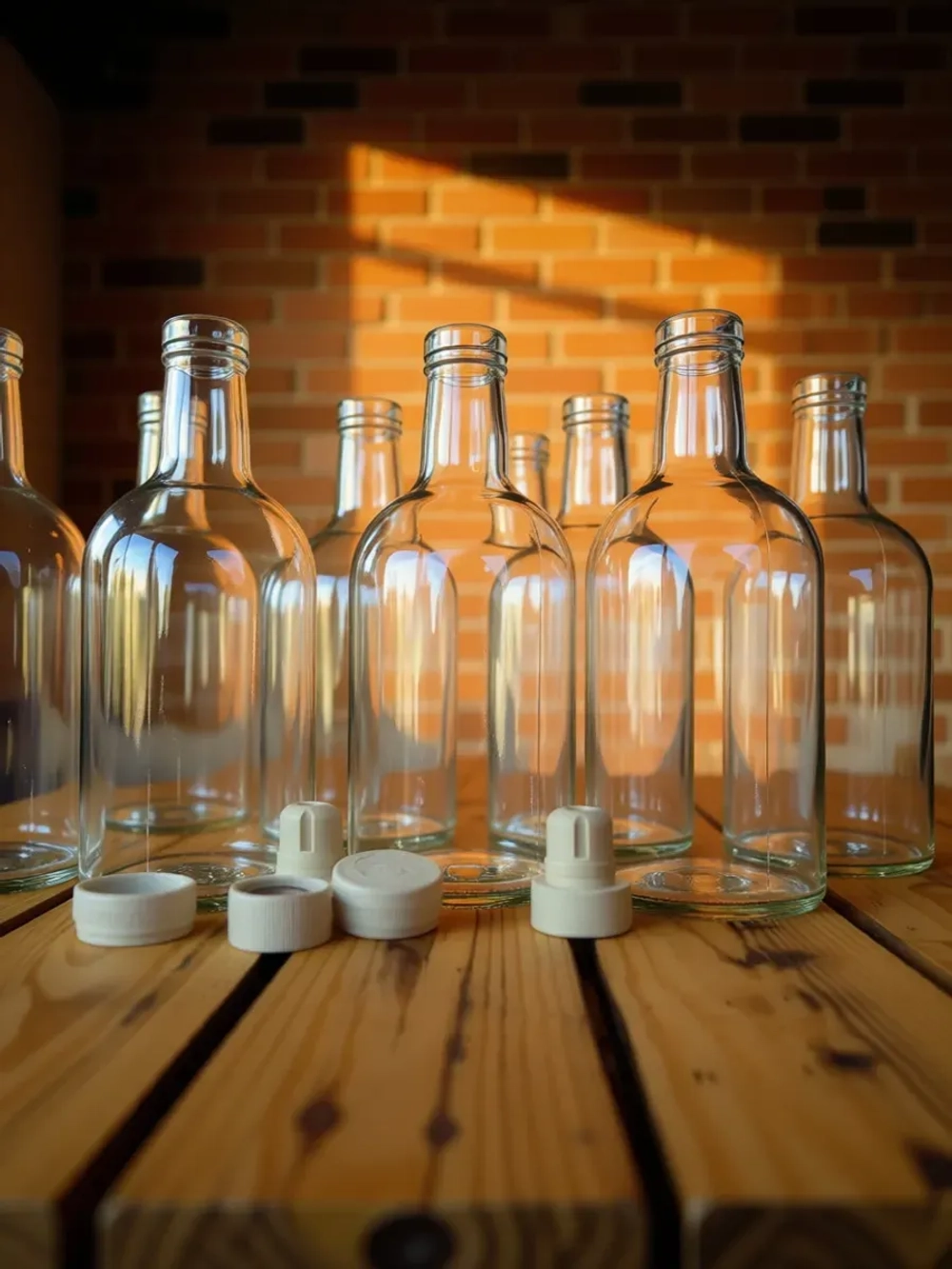 Бутылка стеклянная 1 литр, 6 штук с пробкой для настоек