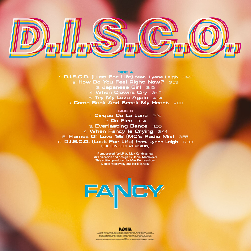 LP: Fancy — «D.I.S.C.O.» (1999/2025) [Limited Orange Vinyl]