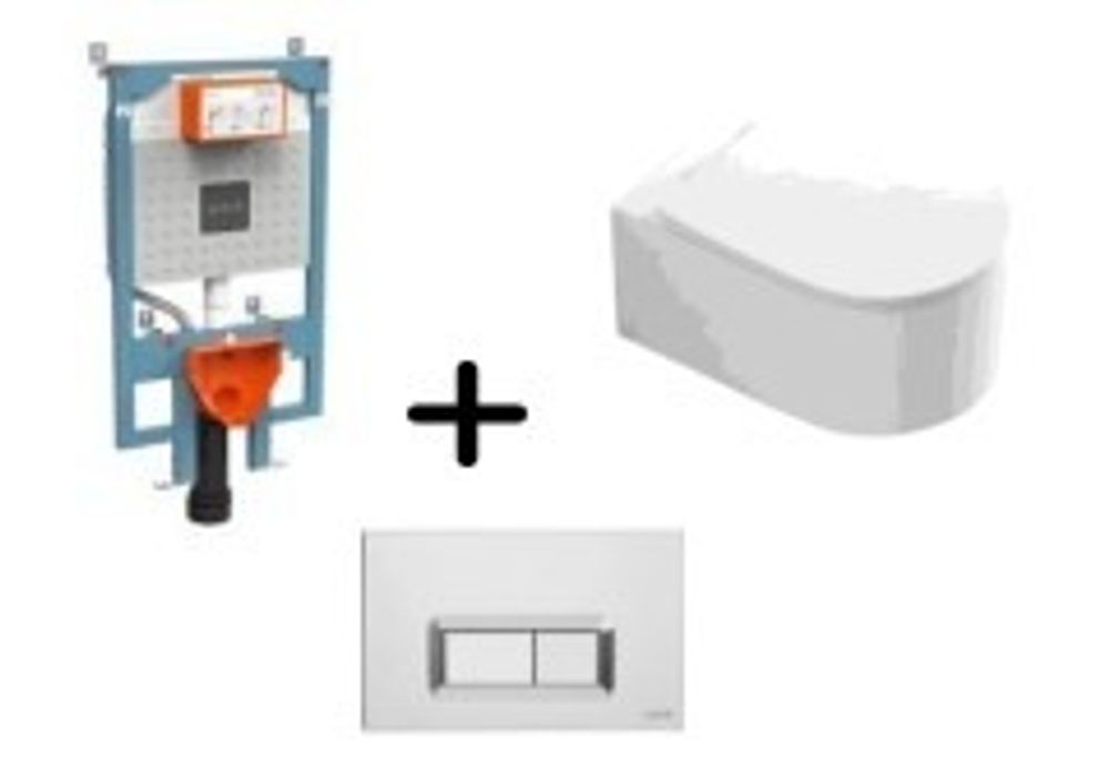 Инсталляция Vitra (762-5800-01) + клавиша (740-0680)+ Унитаз подвесной Hans Белый (5504)
