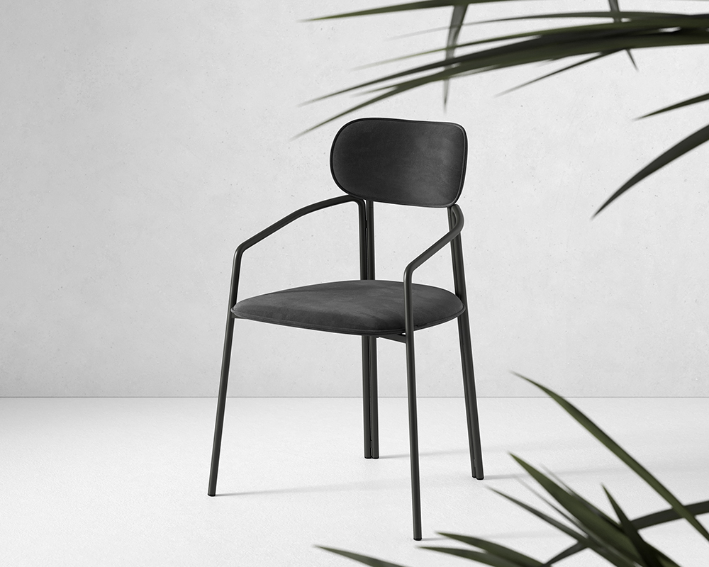 Стул LATITUDE Ror, Round, велюр, черный/черный