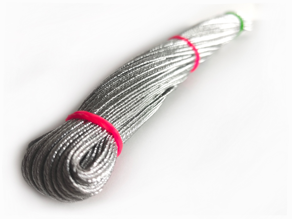 Сутаж полиэстер с люрексом 3мм серебро